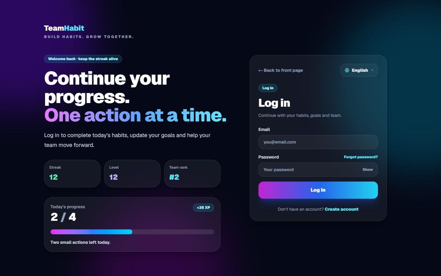 Public interface of TeamHabit