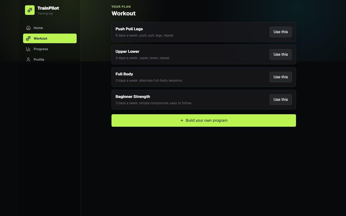 Public interface of TrainPilot